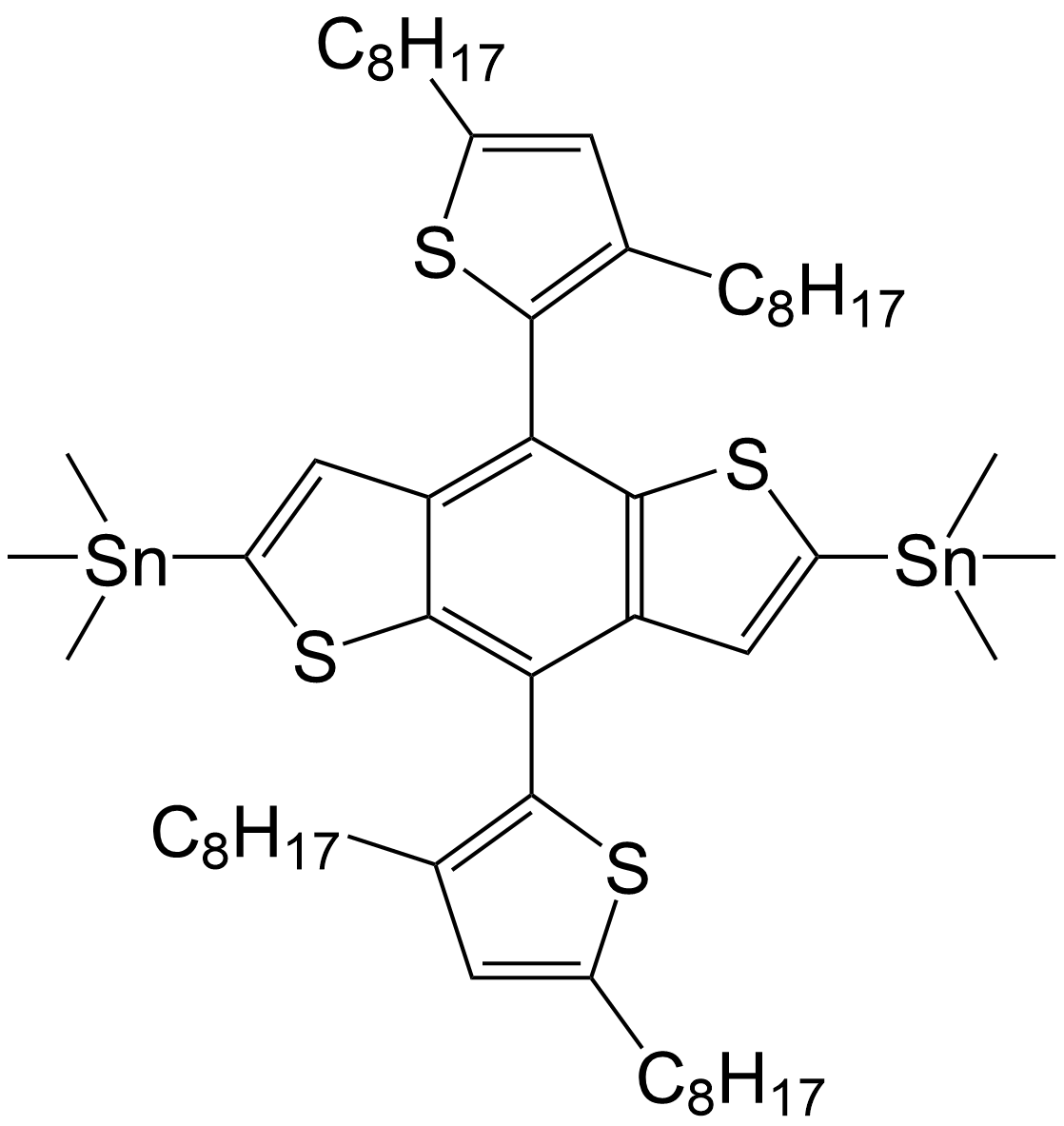 (4,8-bis(2-(3,5-dioctyl) thiophene)benzo[1,2-b:4,5-b’] dithiophene-2,6-diyl) bis(trimethylstannane)/